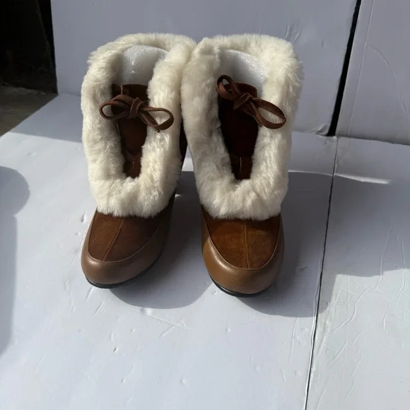 Cozy Brown Fur-Trimmed Winter Boots - Picture 3 of 10